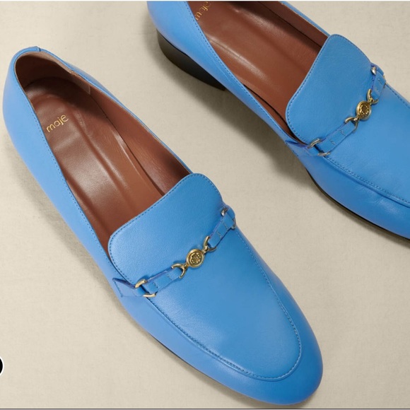 Maje Filika Blue Leather Loafers, size 39 - Picture 1 of 12